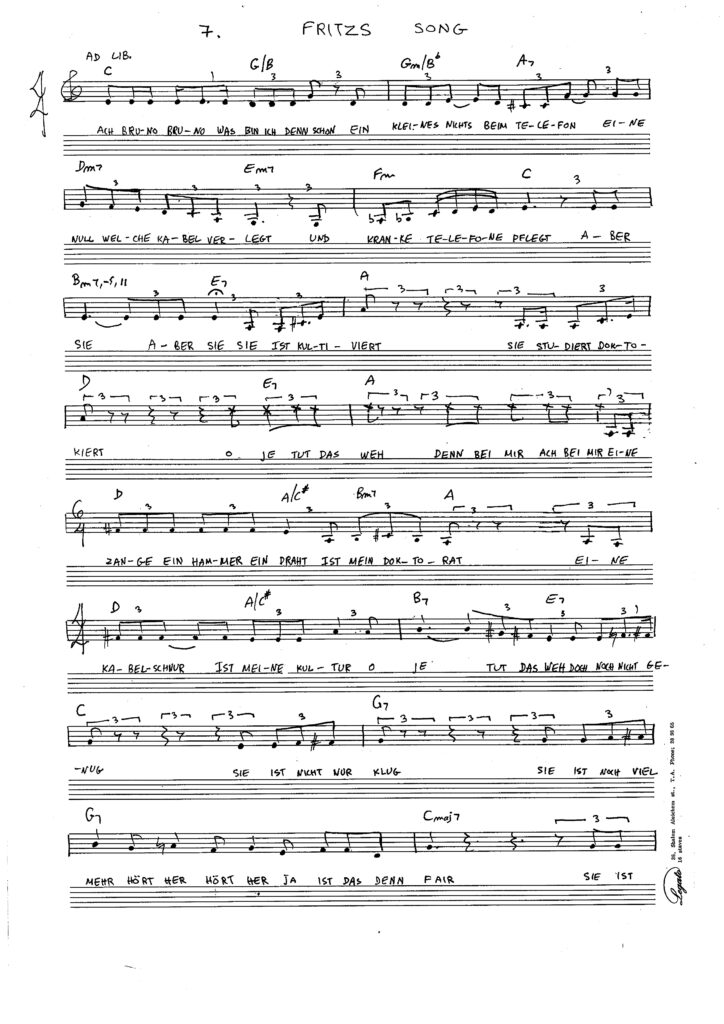 תמונות ונספחים לשיר Fritzs Song