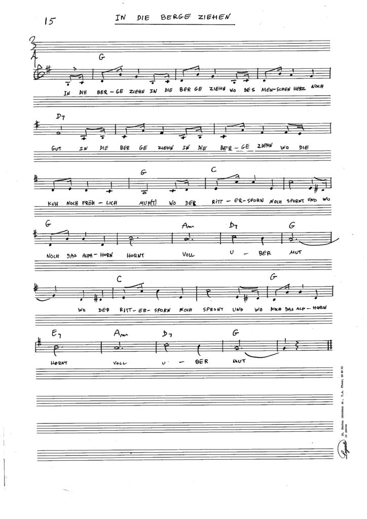 תמונות ונספחים לשיר In Die Berge Ziehen (Yodel)