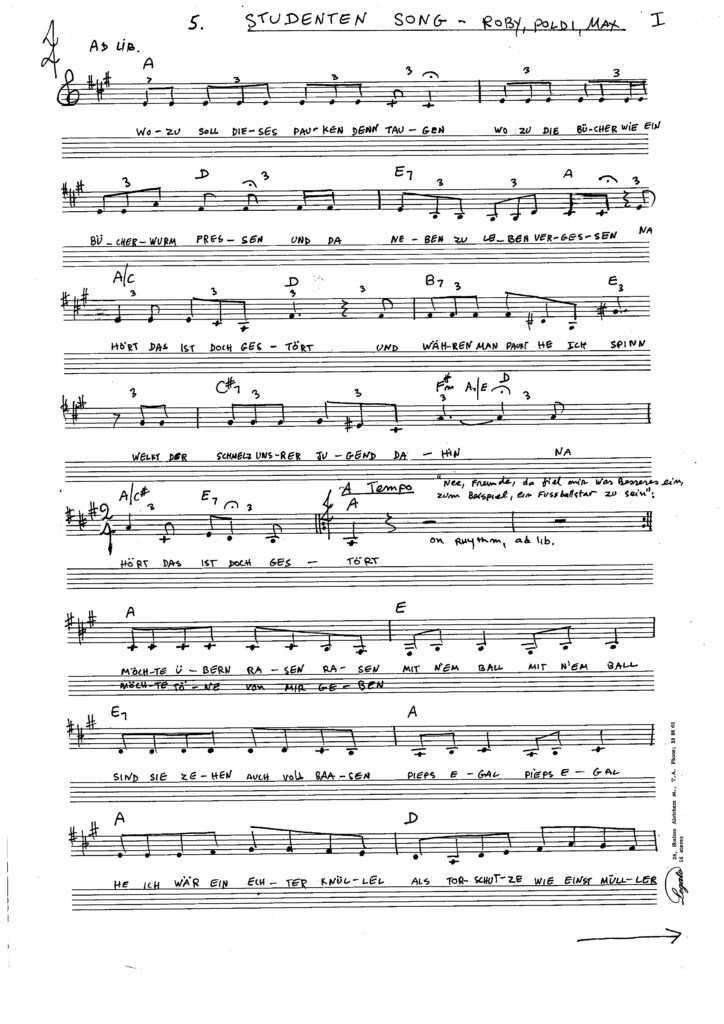 תמונות ונספחים לשיר Das Studenten Song